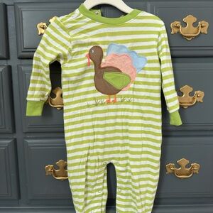 Green Striped Turkey Appliqué Kids Bodysuit